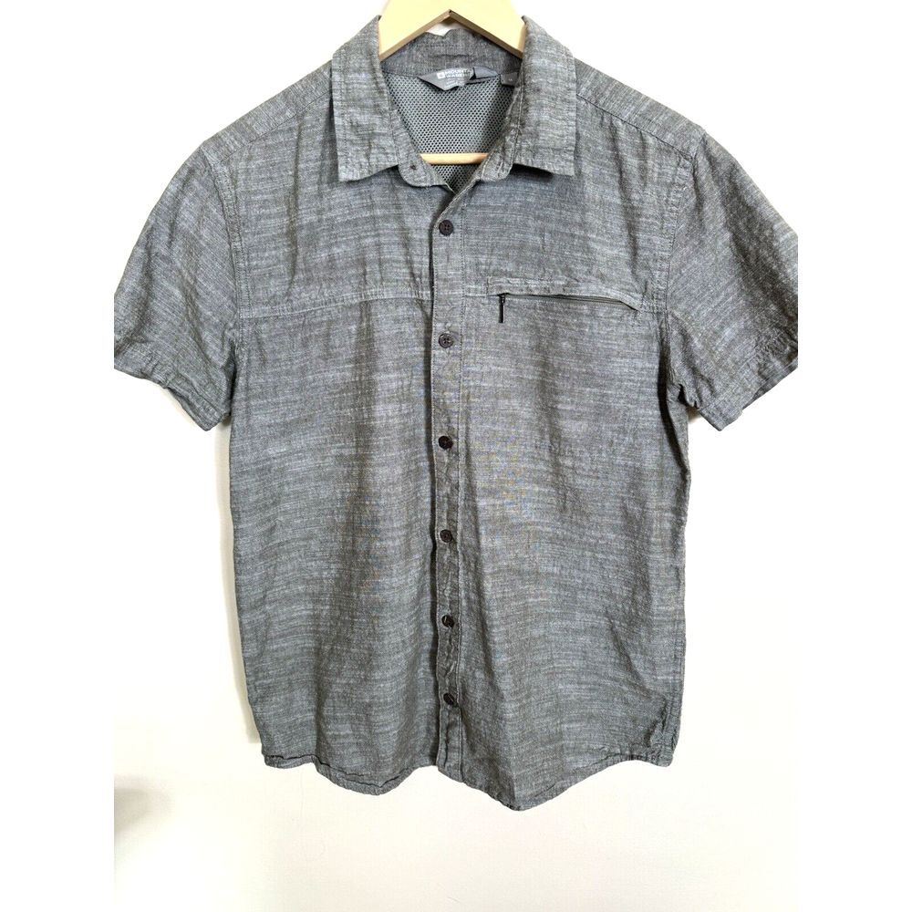 Mountain Warehouse Shirt Men's Medium Gray‎ 100% Cotton Short Sleeve Button Down
